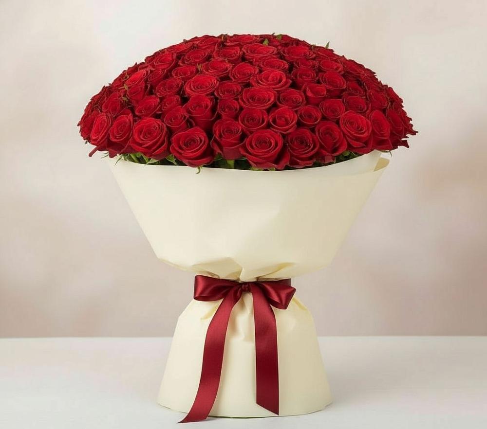 Букет 101 Красная роза Милано в Новоомском