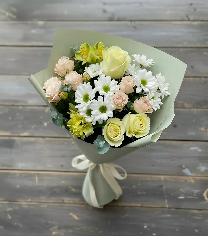 Букет цветов из: Альстромерии, Розы и Хризантемы в Новоомском