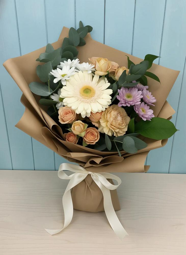 Букет цветов из: Герберы и Хризантемы в Новоомском