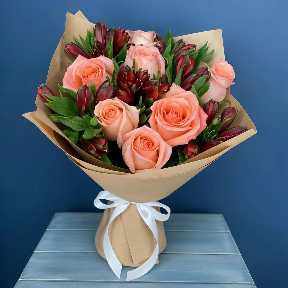 Букет цветов из: Розы и Альстромерии в Новоомском