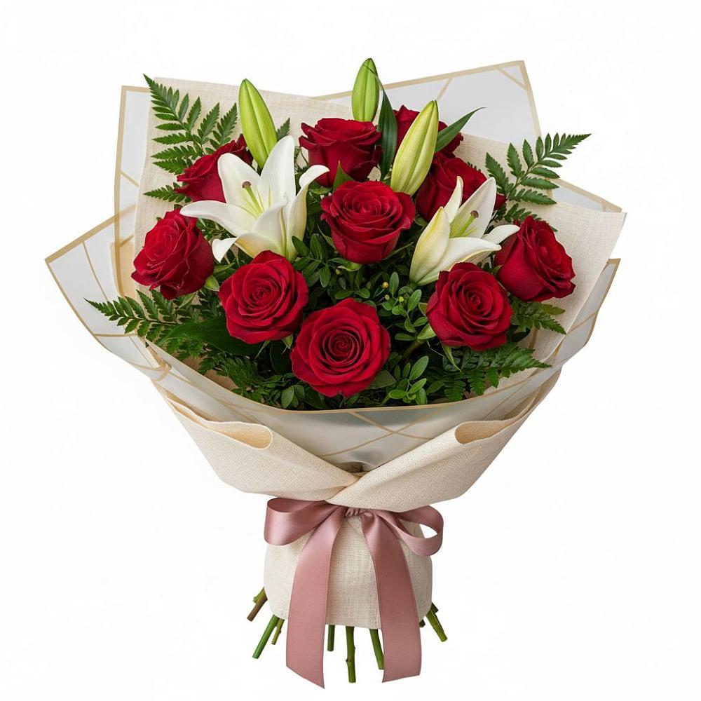 Букет цветов из: Лилии и Розы в Новоомском