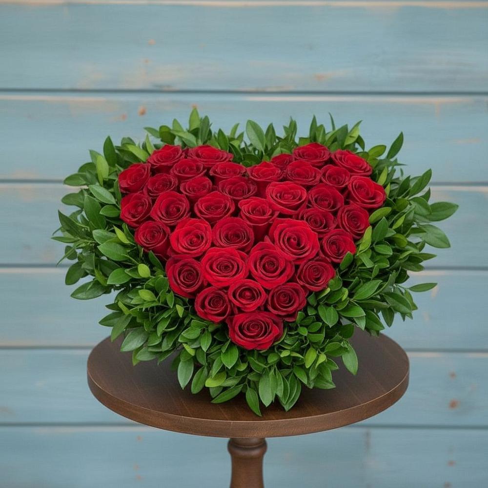 Цветочная композиция из Розы в виде сердца в Новоомском