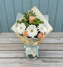 Букет цветов из:  Герберы, Розы и Хризантемы в Новоомском