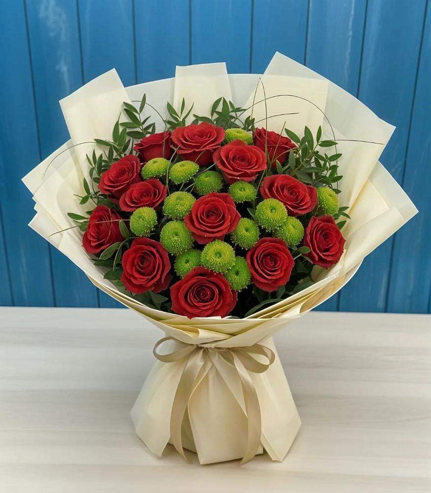 Букет цветов из: Розы и Хризантемы в Новоомском