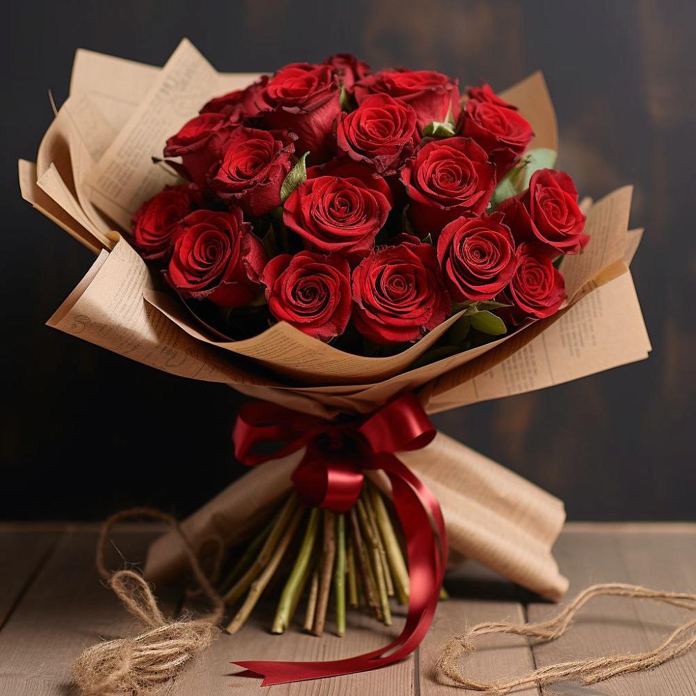 Букет 17 Красных роз Эдлесс Лав в Новоомском