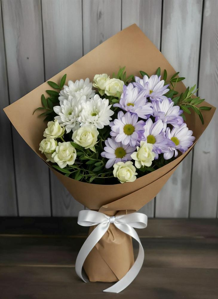 Букет цветов из: Хризантемы и Розы в Новоомском